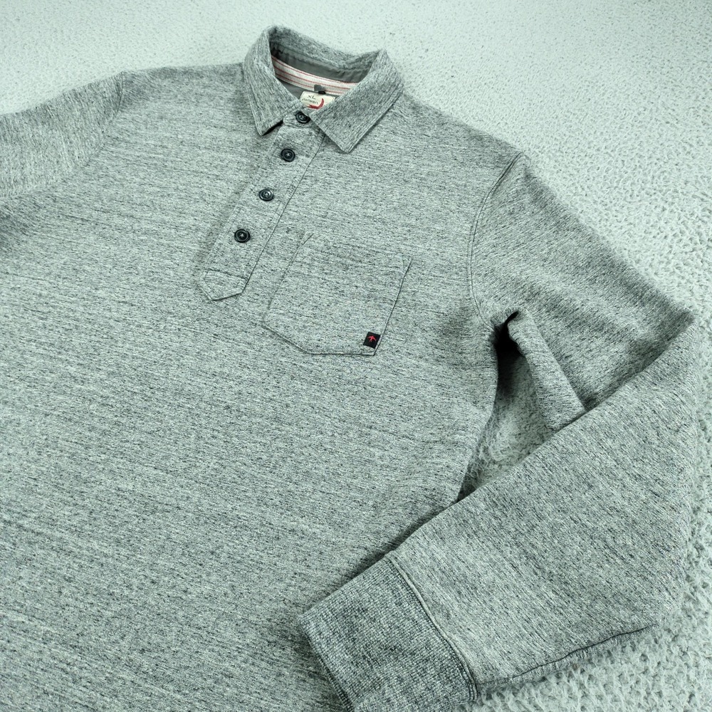 Relwen Sweater Mens XL Gray Henley Knit Long Sleeve Collared Pocket Stretch